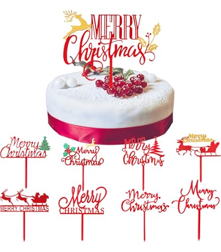 Weihnachten Cake Topper Aus Holz – Frohe Weihnachten Deko Mit Baum, Stern & Elch – 15x20 Cm, 4 Mm Dick – Für Torten & Cupcakes
