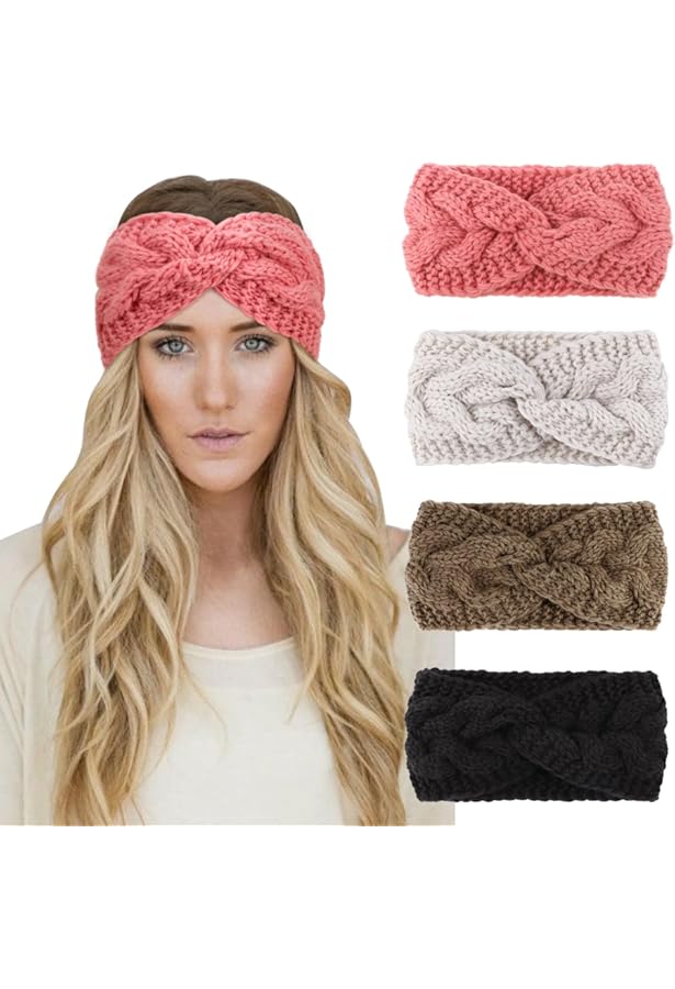 DRESHOW Vrouwen Warm Gebreide Hoofdband Winter Oorwarmer Elastische Gehaakt Hoofd Wraps Dikke Fleece Voering Haar Bands