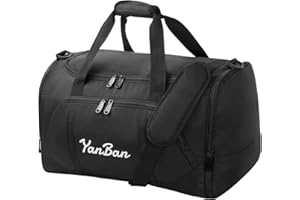 WuYan Sac de Sport pour Homme ou Femme, fourre-Tout de Voyage, Week-End, Gym, Fitness, actionnement, extérieur, entraînement (Noir)