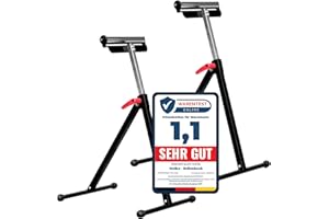 Melko Lot de 2 tréteaux à roulettes réglables en hauteur de 66 à 105 cm avec 1 paire de gants de travail - Charge maximale : 90 kg - Tréteau pliable pour alimentation en matériaux