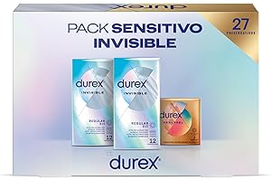 Durex, Pack Sensitivo Invisible, Preservativos Durex, Invisible Extra Sensitivo, Real Feel, 27 Condones
