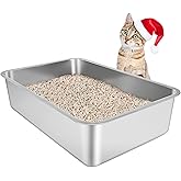 Stainless Steel Cat Litter Box, 19.5" L x 13.5" W x 6" H | Metal Cat Litter Box, Large Cat Litter, Does Not Absorb Odours, No