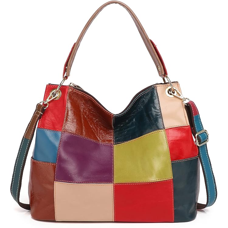 Segater Vrouwen Willekeurige Veelkleurige Rugzak Lederen Schouder Handtas Kleurrijke Patchwork Portemonnees Campus Reizen Dagrugzak, Veelkleurige glans, Eén maat