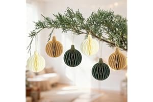 GEBETTER 6 Stück Wiederverwendbar Weihnachten Wabenbälle zum Aufhängen Papier Weihnachtsdeko Ornamente Dekoration Waben Hängende Deko für Weihnachtsanhänger Weihnachtsbaum Schmuck Christbaumschmuck (3 Farbe)