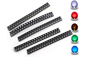 Chanzon (5 colori x 20 pezzi = 100 pezzi) 0603 Kit assortiti di luci a diodi LED SMD (mini chip 1,6 mm x 0,8 mm per PCB DC 20 mA) Lampadine a illuminazione super brillante Componenti elettronici