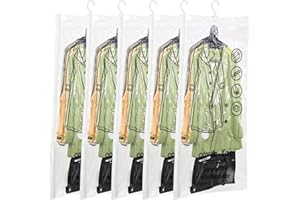 VicBou Sacs de Rangement sous Vide 5 Pièces, Housses de Rangement Sous Vide 135x70cm Sac Sous Vide Vetement Aspirateur pour Vêtements Costumes Manteaux Vestes