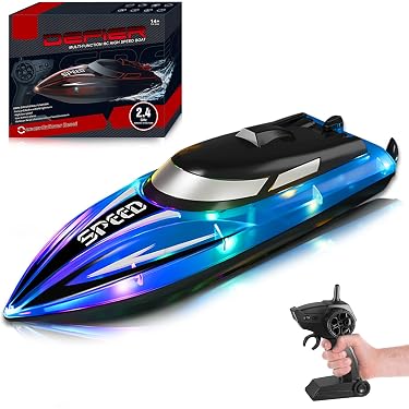 Bateau RC Rapide 2,4 GHz – 26 Cm, Moteur Efficace, Coque étanche – Avancer/tourner – Cadeau Enfant Et Adulte