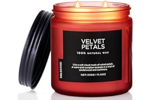 M&SENSE Candele profumate in vaso con petali di velluto, candela di soia naturale non tossica al legno di sandalo, candela decorativa per la casa a alleviare lo stress Violet Fragrance Jar Candle