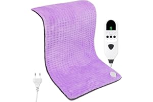Dechoga Manta Electrica para Alivio de Dolores Musculares - Esterilla Electrica con 9 Niveles de Temperatura Ajustable Y Temporizador de 2 Horas para Hogar/Oficina/Viajes (Púrpura + Gris, 30 x 60 cm)