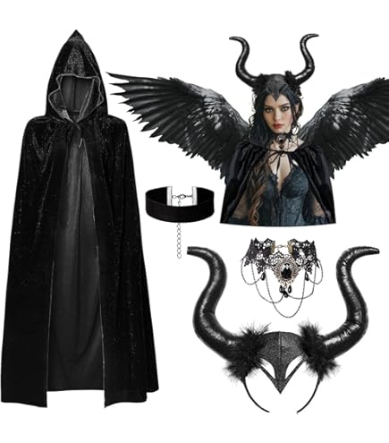 Costume Diavolo Per Bambini - Mantello Con Corna E Zaino Zucca, Per Halloween E Cosplay