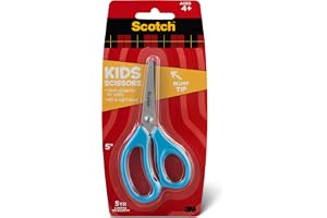 Scotch Kids Scissors 5 in (12cm), 1 scissor/pack | Assorted colors | Stainless Steel Blades | Blunt tip | Safe and Children Friendly | For paper and handcrafting | For school and Home | Scissors
