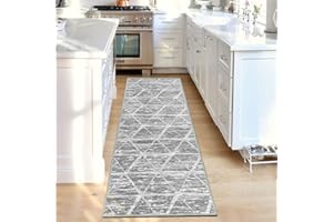 Tinyboy-hbq Teppichläufer für Flur rutschfest Waschbar Läufer Teppiche Lang Weich Kücheläufer Grau Flur Flur Läufer für Schlafzimmer Flur Wohnzimmer Küche (Elfenbein/Grau, 80 x 250 cm)