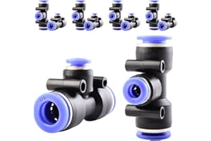 ANGEEK 10 Stück10-6-10mm 3 Wege T-Verbinder mit variablem Durchmesser ，Push to Connect Fittings Pneumatik Steckverbinder，Pneumatische Anschlüss，Kunststoff Schnellverschluss
