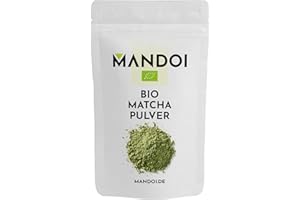 ‎MANDOI Mandoi BIO Matcha Tee Pulver, 200g. Bio Matchapulver ideal für Smoothies, Shakes oder zum backen, Green tea powder.