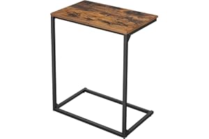 VASAGLE Small Side/End Table for Laptop, Bedroom, Living Room, Work in Bed or on The Sofa, Simple Structure, Stable, Industrial Style, Rustic Brown and Black LNT52BX