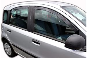 J&J Automotive | Deflettori D'Aria Antiturbo Per Panda 2003-2012, Set di 4 Pz, Nero, Antivento, Antipioggia, Fume' Oscurati