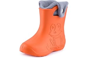 Ladeheid Stivaletti Pioggia Bambino in EVA Termici, Invernali Stivali Pioggia Bambina Calzino Interno con Bottoni e Motivo a Rana, Scarpe Bambino LA-CA-04