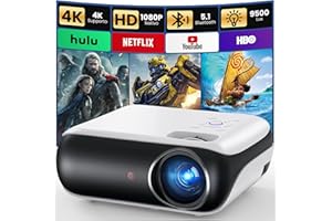 Mini Proyector 4K, HAPPRUN Proyectores Portátil 1080P Nativo Bluetooth 5.1 para Exteriores Compatible con TV Stick, Smartphone, Laptop, HDMI, USB