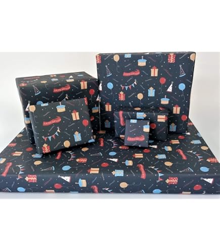 Happy Birthday Wrapping Paper & Tags Blue For Him – Collect Cards - View #11
