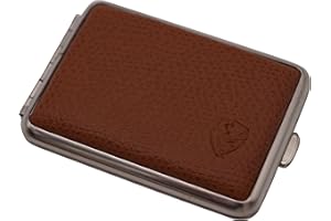 GERMANUS Pill Box Tablet Dispenser for Mints, Made in Germany, Brown Leather