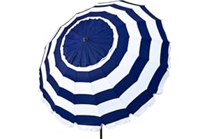 AKTIVE 62247, Parasol de Plage Coupe-Vent avec Protection UV50, Parasol de Plage Ø240 avec Hauteur Réglable et Mât Inclinable, Ultra Coupe-Vent