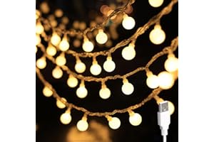 SUNSHINE SMILE USB Lichterkette Innen,6M 40LED Kugel Lichterkette Warmweiß,Lichterkette Außen Innen,Led Lichterketten Globe Außen,Ideal für Kinderzimmer,Gartenbeleuchtung,Partybeleuchtung,LED Fairy Lights