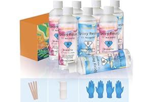 IHRDNNR 960ml Resina Epoxi Transparente Resina Epoxica Manualidades Liquid Kit de 4 Sets Curada Resina + Endurecedor para Creaciones Artísticas, Modelado, Joyería(1:1, 0.96 kg)