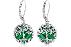 Eusense Boucles d'oreilles arbre de vie Boucles d'oreilles en argent 925 Boucles d'oreilles arbre de vie Bijoux pour femmes filles