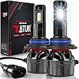 KATUR HIR2 LED Headlight Bulb 120W 30000LM, 700% Brightness 9012 LED Bulb 6000K Xenon White Plug and Play 1:1 Mini Size High Efficiency Cooling System Canbus 9012 HIR2 Headlight Bulbs, Pack of 2
