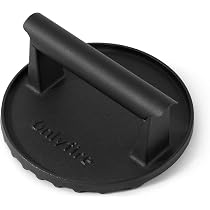 Pressa Per Hamburger In Ghisa Nera Per Grill: Piastra Liscia, Impugnatura Ergonomica In Silicone, Per Bistecche E Smash Burger