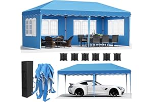 LIFERUN Pavillon, Faltpavillon 3x6, Pavillon Wasserdicht Stabil Winterfest, Gartenpavillon mit 6 Sandsack, Gartenzelt Pavillon mit 4 Seitenteilen, UV-Schutz 50+, Partyzelt für Hochzeit/Picknick (3 * 6m Blau)…