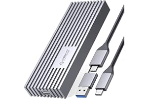 ORICO M.2 NVMe SSD obudowa na 20 Gbps USB3.2 Gen2x2 USB-C PCIe adapter do NVMe M-Key/M+B Key SSD 2230/2242/2260/2280, ulepszona zewnętrzna obudowa M2 SSD aluminium (Heatsink, UASP, Trim, 4 TB) -M233GY
