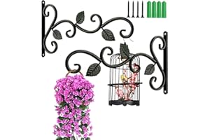 Taasmoog 2 Pcs Iron Plant Hanger - Hanging Basket Brackets Plant Hooks, Hanging Brackets Hooks for Garden Baskets, Lanterns, Lawn Lights, Flower Pots - Black Hanging Brackets