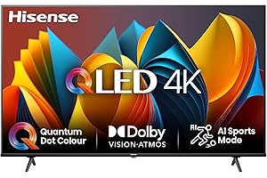 Hisense TV 43" QLED 4K 43E77NQ, Smart TV VIDAA U7, Dolby Vision, HDR 10+, Game Mode Plus, Dolby Atmos, Alexa Built-in, VIDAA Voice, Tuner DVB-T2/S2 HEVC 10, lativù 4K