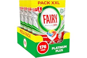 Fairy Platinum Detersivo Pastiglie Lavastoviglie Plus, Brillantante, 176 Capsule Lavastoviglie, Limone, Tecnologia Anti-Opaco Con Azione Brillantante, Contro Il Grasso E Le Incrostazioni Ostinate