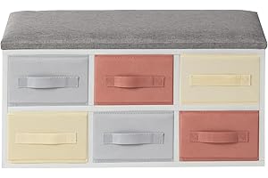 FetiNes Panca Scarpiera Panca Contenitore con 6 Cassetti Pieghevoli e 6 Scomparti Scarpiera con Seduta Ingresso Corridoio Soggiorno 69 * 30 * 34 cm