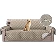 Turquoize Sofa Slipcover Reversible Sofa Cover Water Resistant Couch Cover with Non Slip Elastic Straps Quilted Furniture Protector for Pets Kids (Sofa, Khaki/Beige)