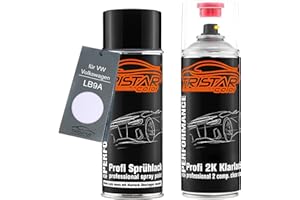 TRISTARcolor Vernice per auto Kit bombolette spray 2K per VW/Volkswagen LB9A Candyweiss/Candy White Bomboletta a spruzzo vernice di base 2 componenti vernice trasparente