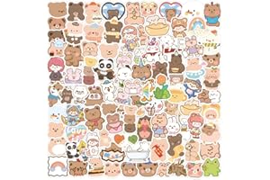 FRESHOER 100 St.Süßer Bär Aufkleber Cute Sticker Kawaii Bear Graffiti Decals Wasserdicht für Auto Skateboard Reisekoffer Motor-/Fahrrad Boot Computer/Laptop/Tablet Kinderzimmer