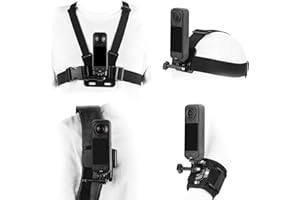 BRDRC Zestaw akcesoriów do Insta 360 X5 X4, pasek na głowę do montażu na klatce piersiowej, plecak klips uchwyt pasek na nadgarstek, adapter obracający się o 360° + szybkie zwalnianie do aparatu