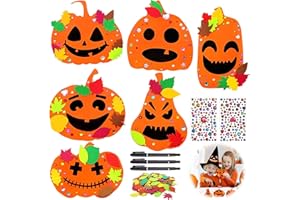 QUNKUN Autunno fai da te per bambini, decorazioni di zucca, set fai da te, zucca, set fai da te, ghirlande in feltro per bambini, set fai da te, decorazione per zucca, set fai da te con adesivi