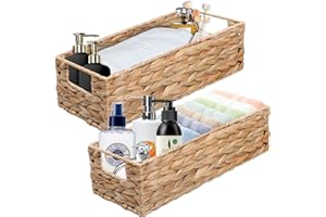 OUTBROS Aufbewahrungskorb geflochten, 2er Set Rattankorb aus gewebtem, Deko Aufbewahrungsbox, Organizer Körbchen in Shelf, Arbeitsplatte Toilettentank Regal Schrank Organizer, Wasserhyazinthe