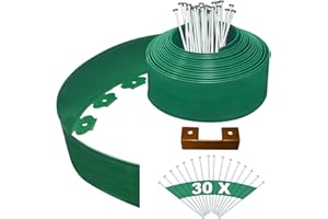 YEEBECA Bordure De Jardin Flexible, 10CM Hauteur 10M Longueur Kit de Bordure Jardin Exterieur avec 30 Pointes en Acier, 3MM Epaisseur