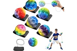 Szhhrxi Balle Rebondissante,Balles De Bande De Poignet, Moon Galaxy Ball, Balles De Retour Poignet Jouets De Bracelet pour Exercice Ou Jouer, Jouet Cadeau pour Enfants en Plein Air