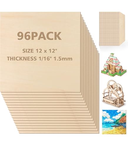 25 Pack 8 X 12 Inch Basswood Sheets, Plywood Board Thin Wood Board Sheets, Basswood Sheets 2mm Unfinished Wood Boards For Crafts, Hobby, Model Making, Wood Burning And Laser Cutting Projects