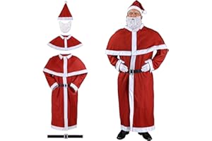 Detex® Weihnachtsmann Kostüm 5tlg. Set Nikolaus Anzug Erwachsenen Santa Claus Cosplay Verkleidung Einheitsgröße M - XXL