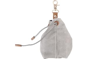 EUIOOVM Leckerlibeutel für Hunde, Canvas Hundefutterbeutel mit Clip Schnalle und Spannseil Canvas, Welpen Leckerlitasche für Hunde für Hundetraining, Leicht zu Tragendes Hundezube-Grau