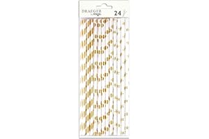 Toga by DRAEGER Paris - Lot de Paille - 19,5 x 0,5 x 0,5 cm - Blanc/Bronze - Festivité, Anniversaire, Mariage, Cocktail