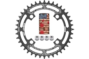 Enjcyling Narrow Wide Single Chainring 104BCD CNC Alloy 4 Bolts Round Oval Opition 104mm BCD 32/34/36/38/40/42/44/46/48/50/52T 1X System Chain Ring for 7-12S Speed Chains