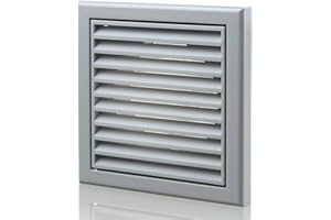 FANTRONIX Rejilla de ventilación externa de plástico gris de 100 mm de diámetro (155 x 155 mm de tamaño externo), rejilla de ventilación de aire externa o interna para uso en sistemas de conductos con